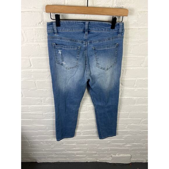 D. Jeans Women's Straight Leg Denim Jeans Mid-Rise Disstressed Blue Size 6 - Picture 3 of 4